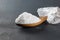 Pure natural white crystal bath or rock salt with food or sea salt