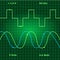 Pure sine wave show on green monitor