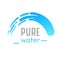 Pure Water Banner with Waterfall Cascade or Falling Stream of Liquid Aqua on White Background