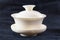 Pure white gaiwan. Chinese porcelain lidded bowl for tea making
