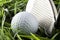 Pure White Golfball on green grass