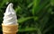 Pure White Vanilla Soft Serve Ice Cream Cone in Sunlight