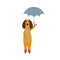 Purebred Brown Dachshund Dog Wearing Rubber Boots Standing Under Umbrella, Funny Playful Pet Animal Cartoon Character