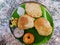 Puri sabji Indian cuisine served on banana leaf