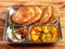 Puri sabji - Indian semi dry Potato Spicy recipe also known as Batata or Aloo ki Sabji, served with fried Poori.selective focus