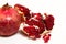 Purified pomegranate fruit on a white background