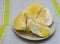 Purified pomelo lying in a plate