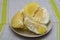 Purified pomelo lying in a plate