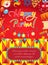 Purim carnival poster, invitation, flyer. Templates for your design with mask, hamantaschen, clown, balloons, Grager
