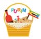 Purim holiday gifts with hamantaschen cookies and candy