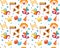 Purim seamless pattern with carnival elements. Happy Jewish festival, , endless background, texture, wallpaper. Vector