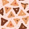 Purim seamless pattern with traditional pastry. jewish holiday