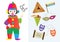 Purim vector cliparts and clown