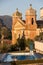 The purity of body and soul - Swimming pool and Church in Sant`Agnello near Sorrento on Amalfi Coast.