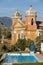 The purity of body and soul - Swimming pool and Church in Sant `Agnello near Sorrento on Amalfi Coast.