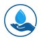 Purity water with hands icon