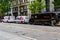 Purolator, FedEx and UPS trucks parked on the street