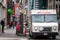 Purolator logo on one of their delivery trucks in a street of Toronto, Ontario.