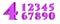 Purple 3d sparkling numbers. Symbol set. Vector