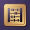 Purple Abacus icon isolated on purple background. Traditional counting frame. Education sign. Mathematics school. Gold