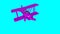 Purple airplane on a turquoise background. biplane model. 3D rendering