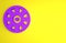 Purple Alloy wheel for car icon isolated on yellow background. Minimalism concept. 3D render illustration