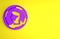 Purple Ancient coin icon isolated on yellow background. Minimalism concept. 3D render illustration