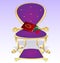 purple armchair and red book with rose