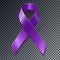 Purple awareness ribbon over geometric background