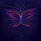 Purple background abstraction butterfly line