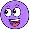 Purple ball head with a seductive laugh face, doodle icon drawing