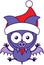 Purple bat wearing Santa hat and celebrating Christmas