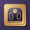 Purple Bathroom scales icon isolated on purple background. Weight measure Equipment. Weight Scale fitness sport concept