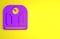 Purple Bathroom scales icon isolated on yellow background. Weight measure Equipment. Weight Scale fitness sport concept