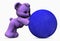 Purple bear with blue ball