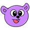 Purple bear head emoticon happy laughing, doodle icon image