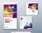Purple Bi fold brochure design with square shapes, corporate business template for bi fold flyer. Creative concept