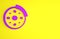 Purple Bicycle brake disc icon isolated on yellow background. Minimalism concept. 3d illustration 3D render