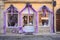 Purple bike next to a lavender shop