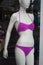 Purple bikini on mannequin in fashion store showroom for women