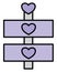 Purple billboard with three hearts, icon