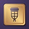 Purple Billiard pocket icon isolated on purple background. Billiard hole. Gold square button. Vector