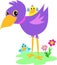 Purple Bird with Baby Birds