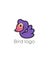 Purple bird cartoon logo.Baby swan vector illustration.