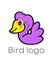 Purple Bird logo.Abstract vector Illustration of cute duckling.