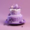 Purple Birthday Cake 3d Render On Vibrant Background