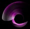 The purple blades of the abstract fan rotate to create a circular frame on a black background. Graphic design element. 3d