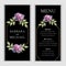 Purple blooming rose flower wedding menu card template