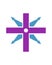 Purple blue christian cross on a white background