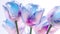 Purple Blue And Green Tulip Flowers Glitter Super Detail. Generative AI